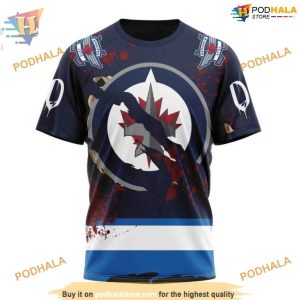 Custom Design Jersey With Your Ribs For Halloween NHL Winnipeg Jets Hoodie 3D 3