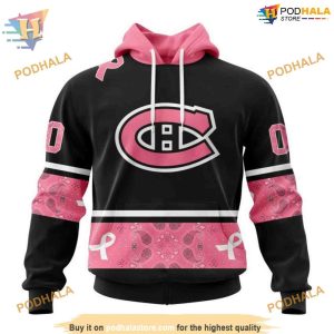 Custom Design PINK BREAST CANCER NHL Montreal Canadiens Hoodie 3D 1