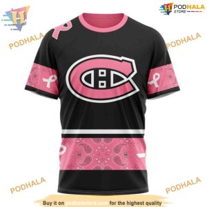Custom Design PINK BREAST CANCER NHL Montreal Canadiens Hoodie 3D 3
