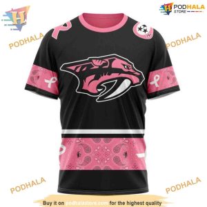Custom Design PINK BREAST CANCER NHL Nashville Predators Hoodie 3D 3
