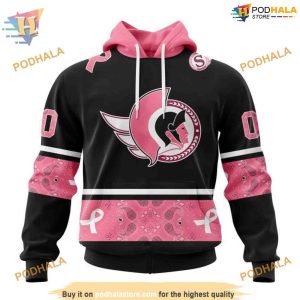 Custom Design PINK BREAST CANCER NHL Ottawa Senators Hoodie 3D 1