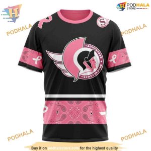 Custom Design PINK BREAST CANCER NHL Ottawa Senators Hoodie 3D 3