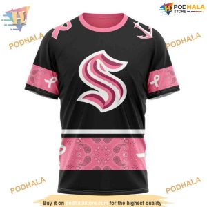 Custom Design PINK BREAST CANCER NHL Seattle Kraken Hoodie 3D 3