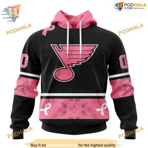 Custom Design PINK BREAST CANCER NHL St Louis Blues Hoodie 3D 1