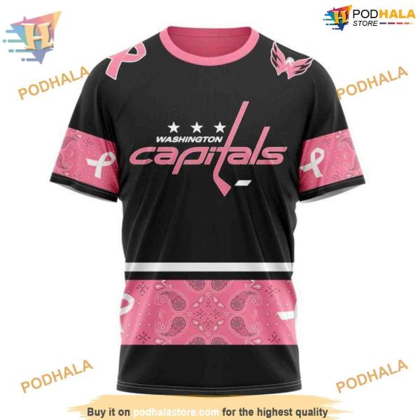 Custom Design PINK BREAST CANCER NHL Washington Capitals Hoodie 3D