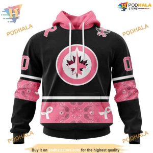 Custom Design WE WEAR PINK BREAST CANCER NHL Winnipeg Jets Hoodie 3D 1