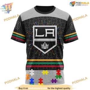 Custom Design With Fearless Aganst Autism Concept NHL Los Angeles Kings Hoodie 3D 3