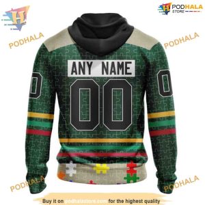 Custom Design With Fearless Aganst Autism Concept NHL Minnesota Wild Hoodie 3D 2