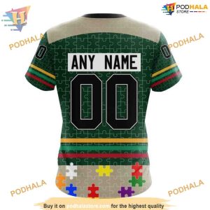Custom Design With Fearless Aganst Autism Concept NHL Minnesota Wild Hoodie 3D 4