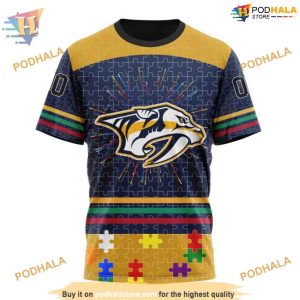 Custom Design With Fearless Aganst Autism Concept NHL Nashville Predators Hoodie 3D 3