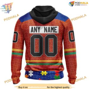Custom Design With Fearless Aganst Autism Concept NHL New York Islanders Hoodie 3D 2