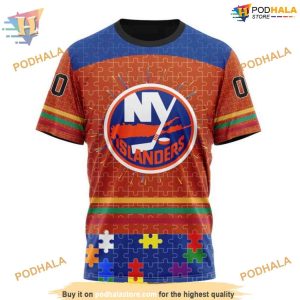 Custom Design With Fearless Aganst Autism Concept NHL New York Islanders Hoodie 3D 3