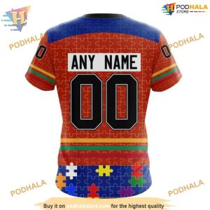 Custom Design With Fearless Aganst Autism Concept NHL New York Islanders Hoodie 3D 4