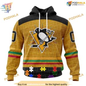 Custom Design With Fearless Aganst Autism Concept NHL Pittsburgh Penguins Hoodie 3D 1