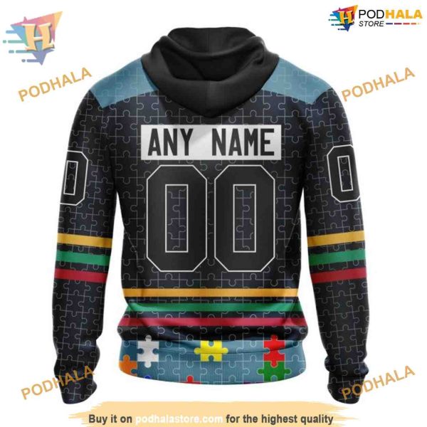 Custom Design With Fearless Aganst Autism Concept NHL Seattle Kraken Hoodie 3D