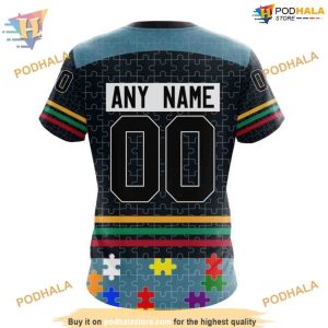 Custom Design With Fearless Aganst Autism Concept NHL Seattle Kraken Hoodie 3D 4