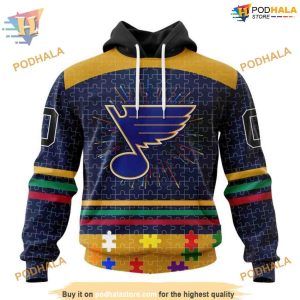 Custom Design With Fearless Aganst Autism Concept NHL St Louis Blues Hoodie 3D 1