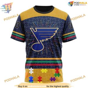 Custom Design With Fearless Aganst Autism Concept NHL St Louis Blues Hoodie 3D 3