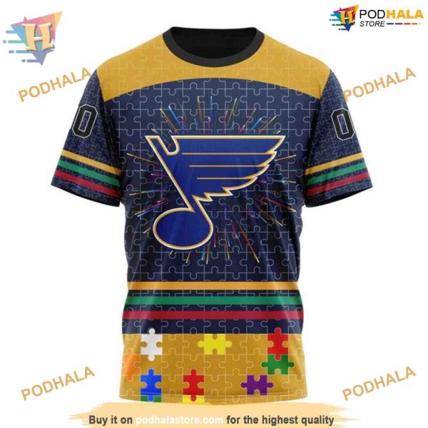 Custom Design With Fearless Aganst Autism Concept NHL St. Louis Blues Hoodie 3D