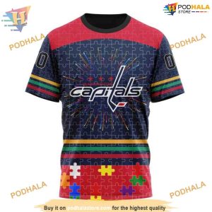 Custom Design With Fearless Aganst Autism Concept NHL Washington Capitals Hoodie 3D 3