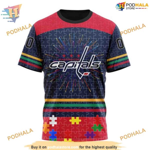 Custom Design With Fearless Aganst Autism Concept NHL Washington Capitals Hoodie 3D