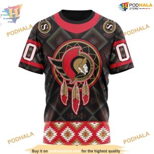 Custom Design With Native Pattern Full Printed NHL Ottawa Senators Hoodie 3D 3