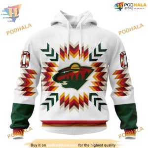 Custom Design With Native Pattern NHL Minnesota Wild Hoodie 3D 1