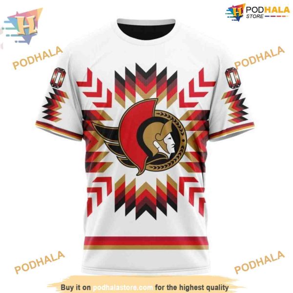 Custom Design With Native Pattern NHL Ottawa Senators Hoodie 3D