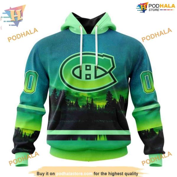 Custom Design With Northern Light Full Printed NHL Montreal Canadiens Hoodie 3D