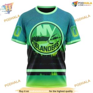 Custom Design With Northern Light Full Printed NHL New York Islanders Hoodie 3D 3