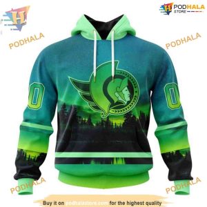 Custom Design With Northern Light Full Printed NHL Ottawa Senators Hoodie 3D 1