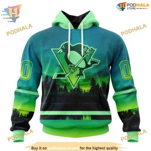 Custom Design With Northern Light Full Printed NHL Pittsburgh Penguins Hoodie 3D 1