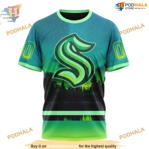 Custom Design With Northern Light Full Printed NHL Seattle Kraken Hoodie 3D 3