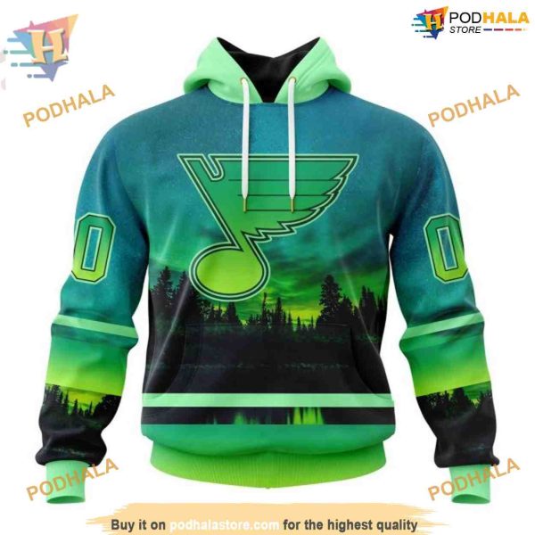 Custom Design With Northern Light Full Printed NHL St. Louis Blues Hoodie 3D