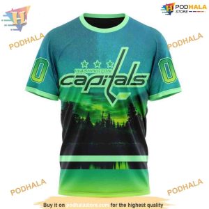 Custom Design With Northern Light Full Printed NHL Washington Capitals Hoodie 3D 3