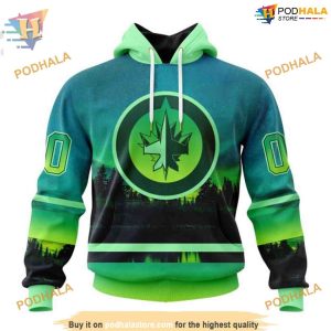 Custom Design With Northern Light Full Printed NHL Winnipeg Jets Hoodie 3D 1