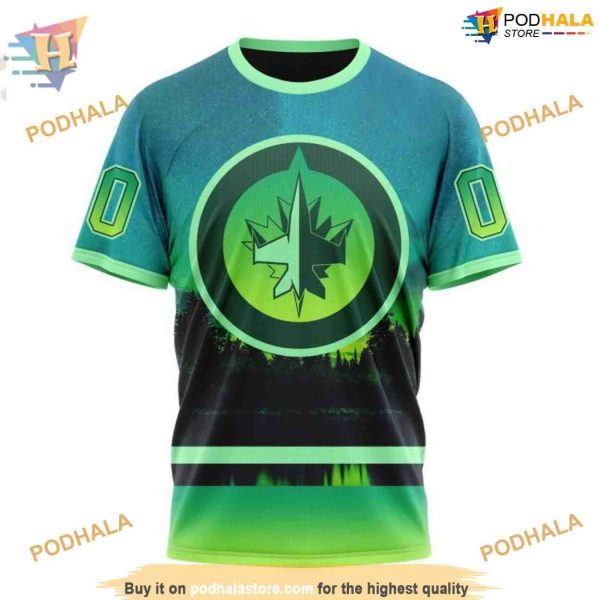 Custom Design With Northern Light Full Printed NHL Winnipeg Jets Hoodie 3D