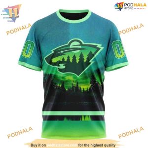 Custom Design With Northern Lights NHL Minnesota Wild Hoodie 3D 3