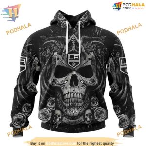 Custom Design With Skull Art NHL Los Angeles Kings Hoodie 3D 1