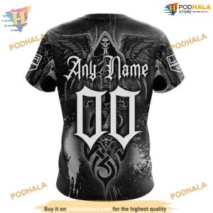 Custom Design With Skull Art NHL Los Angeles Kings Hoodie 3D 4