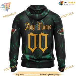 Custom Design With Skull Art NHL Minnesota Wild Hoodie 3D 2