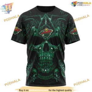 Custom Design With Skull Art NHL Minnesota Wild Hoodie 3D 3