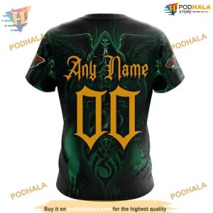 Custom Design With Skull Art NHL Minnesota Wild Hoodie 3D 4
