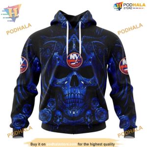Custom Design With Skull Art NHL New York Islanders Hoodie 3D 1