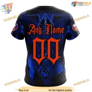 Custom Design With Skull Art NHL New York Islanders Hoodie 3D 4