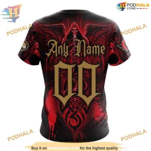 Custom Design With Skull Art NHL Ottawa Senators Hoodie 3D 4