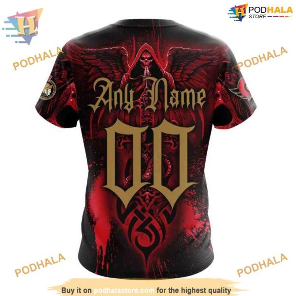 Custom Design With Skull Art NHL Ottawa Senators Hoodie 3D