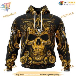 Custom Design With Skull Art NHL Pittsburgh Penguins Hoodie 3D 1