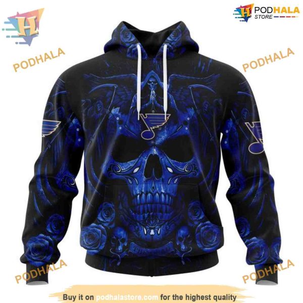 Custom Design With Skull Art NHL St. Louis Blues Hoodie 3D Sweatshirt