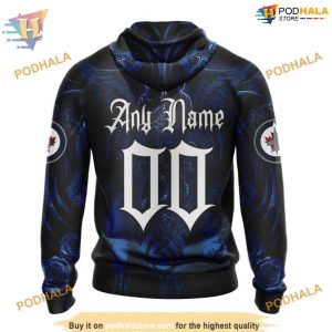 Custom Design With Skull Art NHL Winnipeg Jets Hoodie 3D Shirt 2
